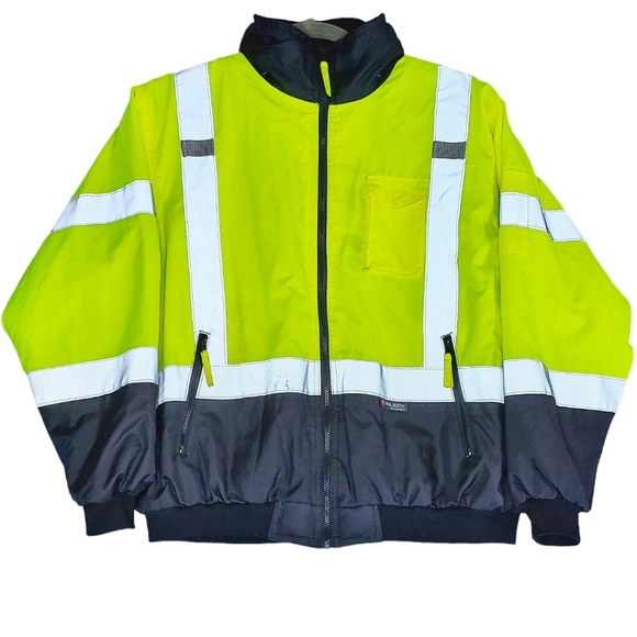 Majestic Size XL Class 3 Hi-Vis Reflective ANSI 3 Type R Lined Bomber Jacket - Picture 3 of 12